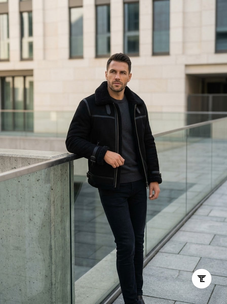Taj Signature Obsidian Black Suede Harrington Jacket