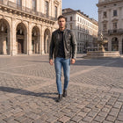 Taj Signature Monza Twin-Stripe Cafe Racer Leather Jacket