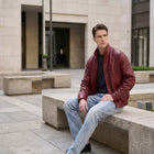 Taj Signature Crimson Burgundy Leather Bomber