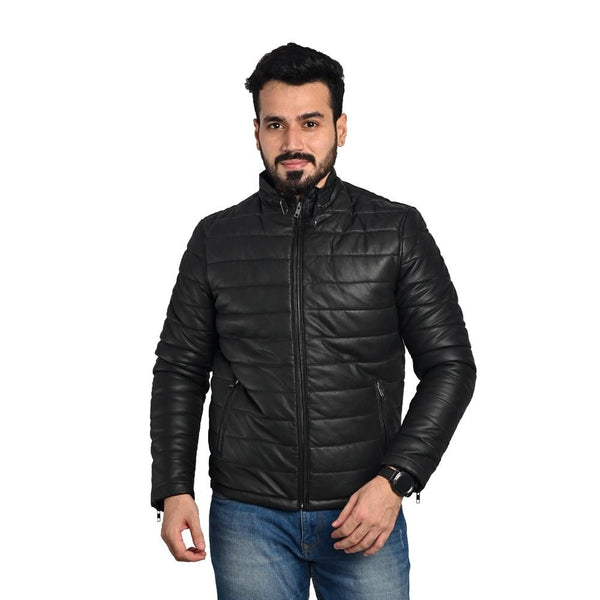 Men's Solid Leather Jacket - Handmade Genuine Leather Outerwear