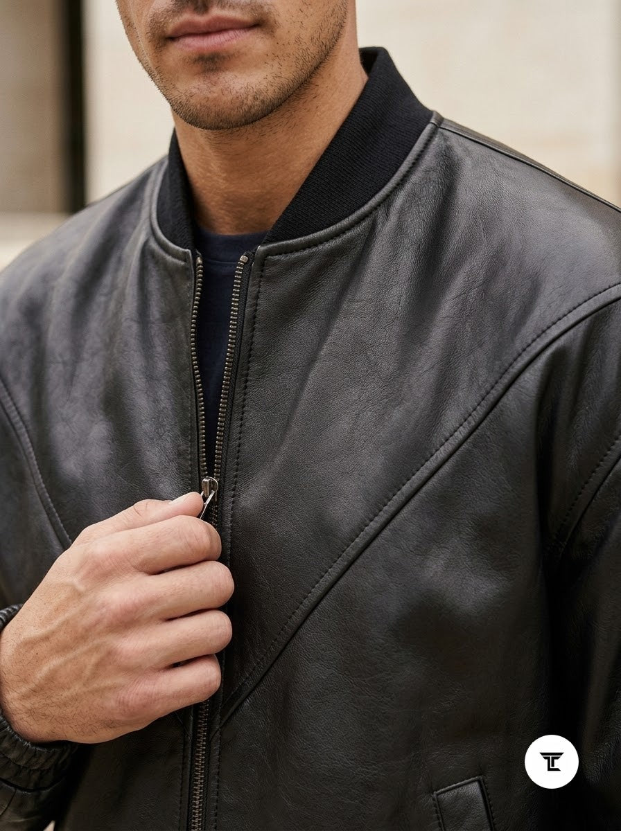 Taj Signature Metropolitan Black Leather Bomber