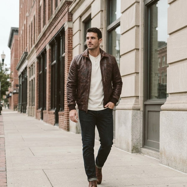 Taj Heritage Dakota Distressed Leather Jacket Close-up 1
