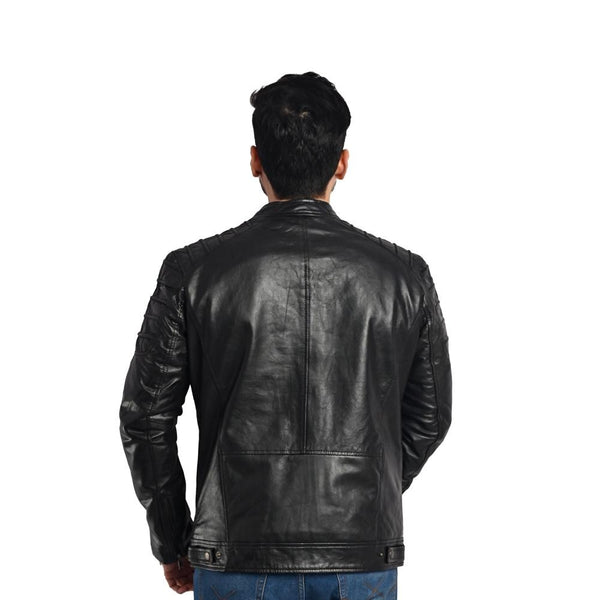 Men's Solid Leather Jacket - Handmade Genuine Leather Outerwear