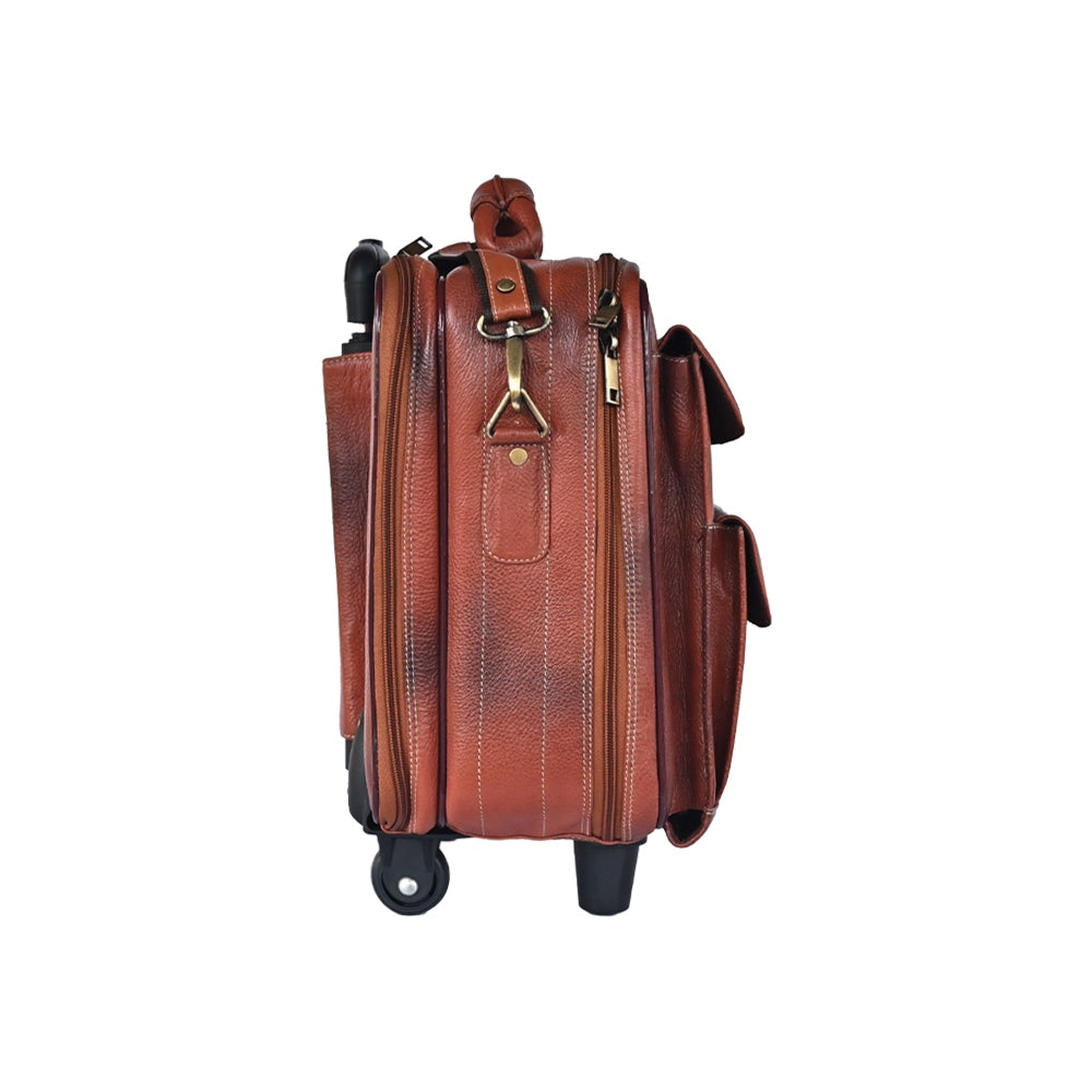 Taj Leather Trolly Suitcase Bag - 100% Leather