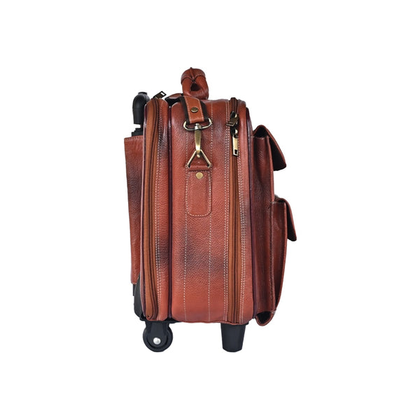 Taj Leather Trolly Suitcase Bag - 100% Leather