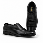Police  Classic Black Cap-Toe Leather Oxford Shoes