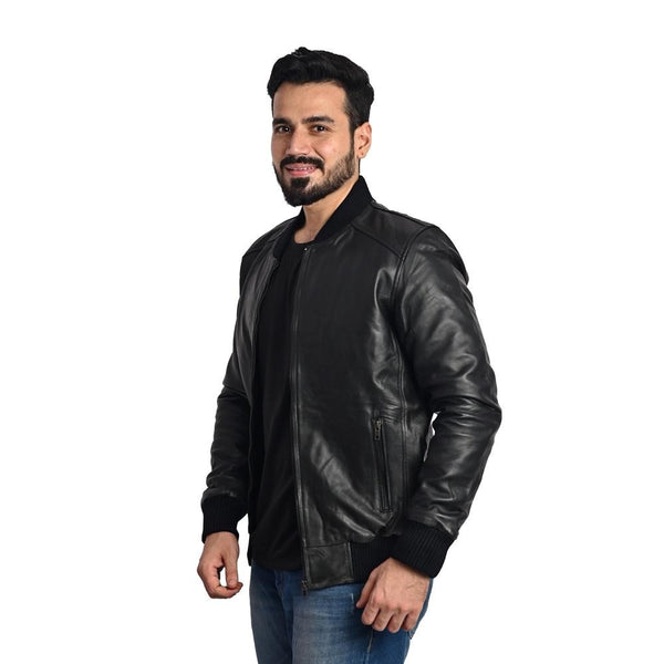 Men's Black 100% Genuine Leather Jacket - Premium Taj Leather