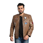 Men Solid Leather Jacket By Taj Leather