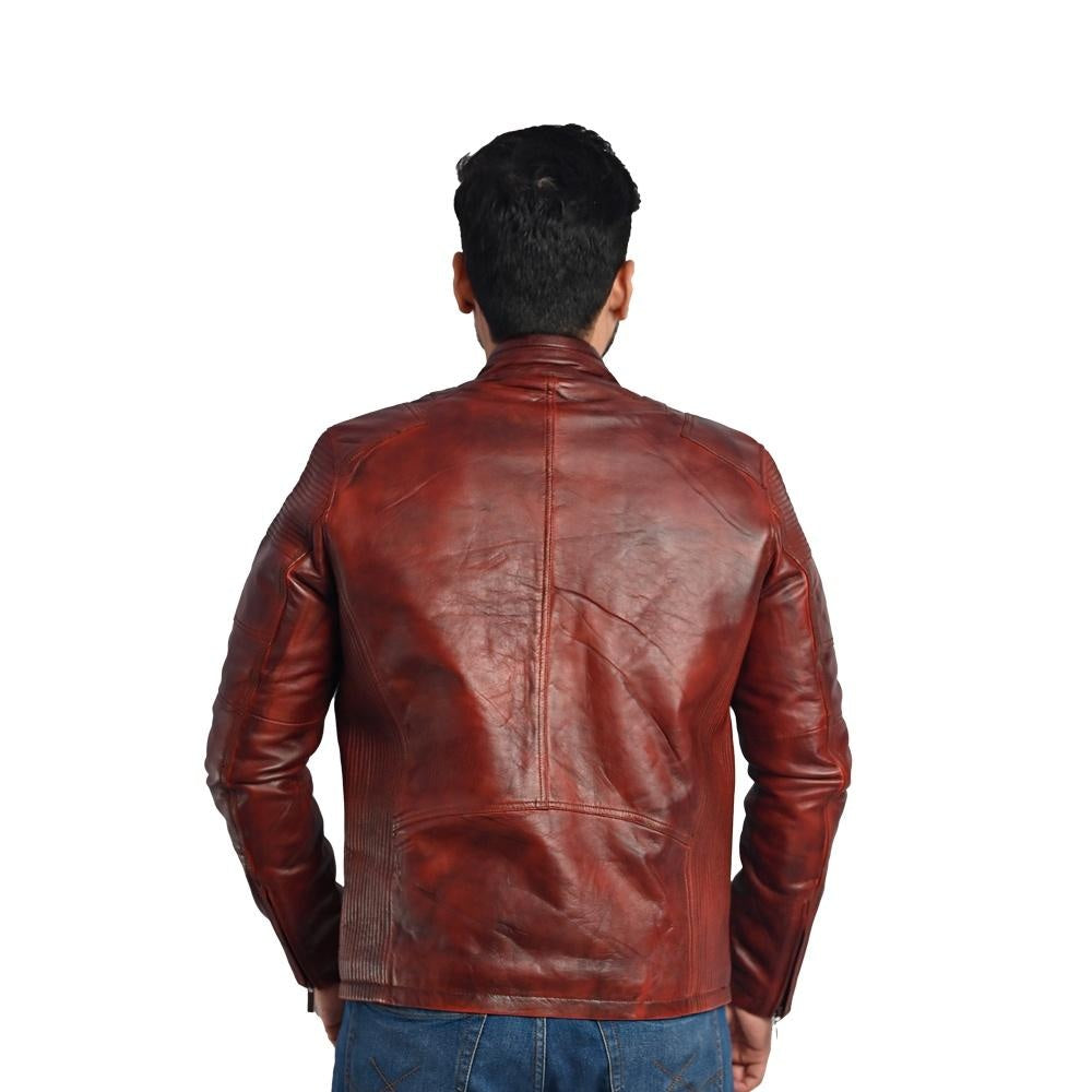 Men's Solid Leather Jacket - Stylish and Durable