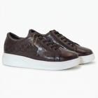 Men's Dark Brown Textured Low-Top Leather Sneakers