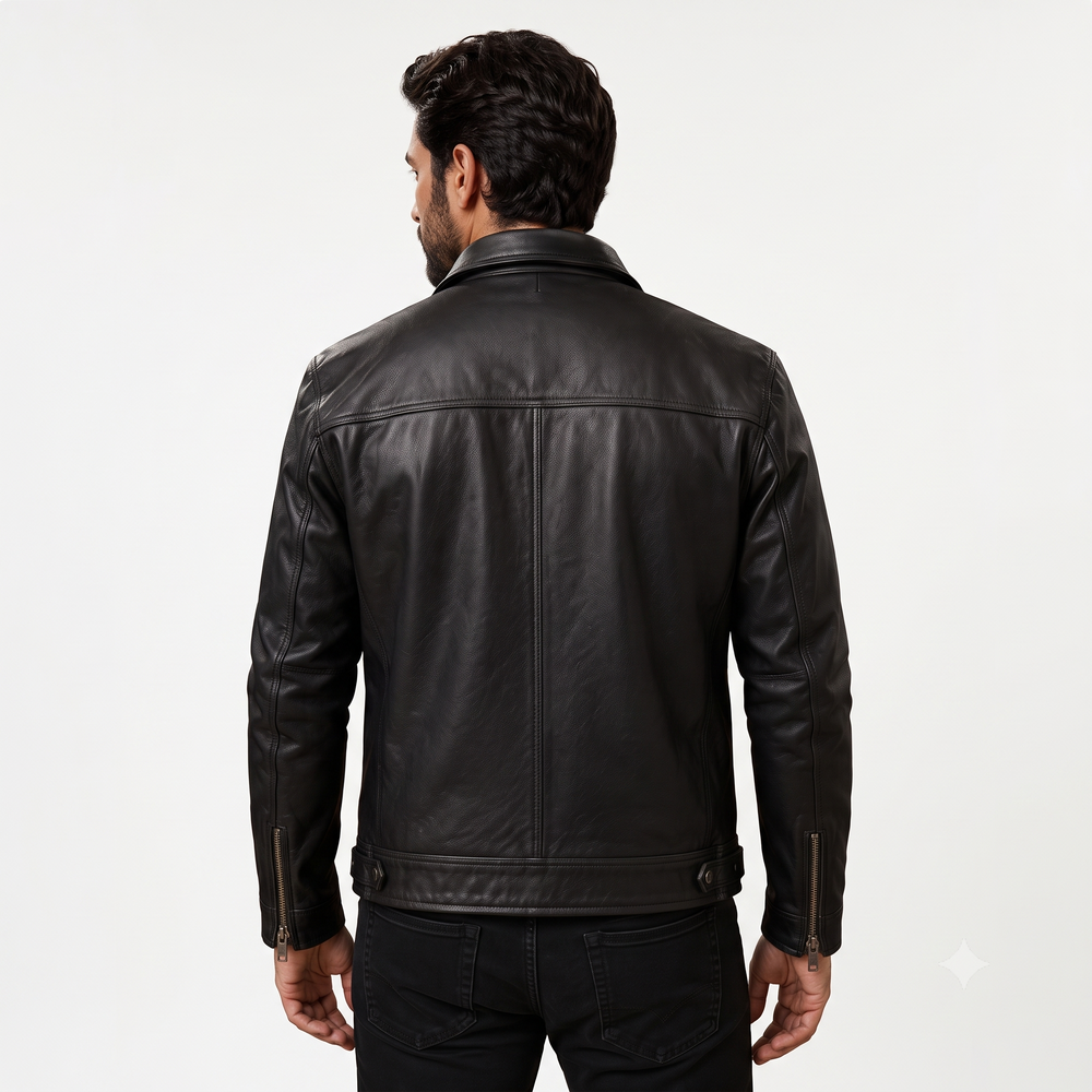 Oxford Classic Leather Jacket blak