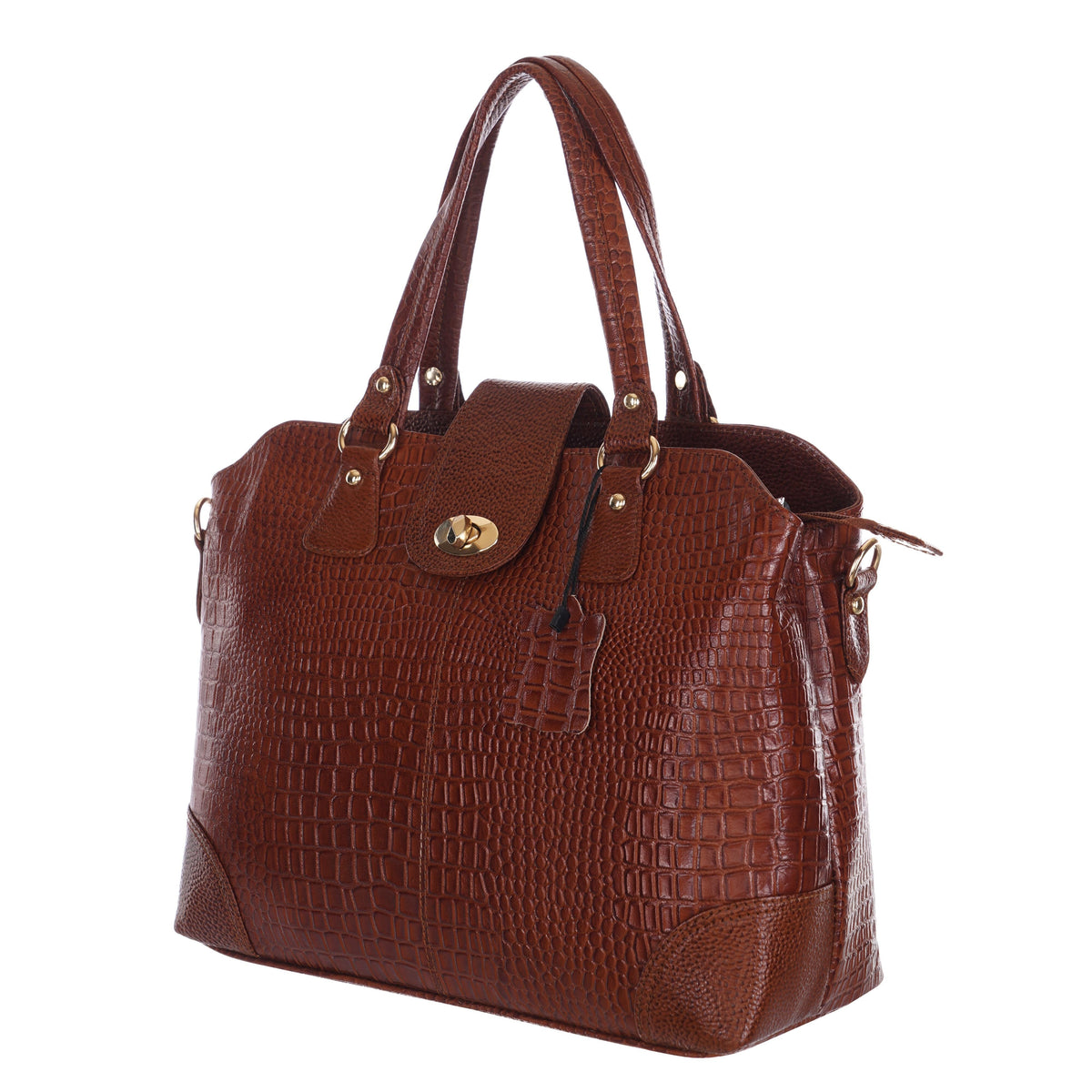 Women's Luxury Leather Shoulder Crossbody Handbag - Crocodile Pattern Stylish Bag