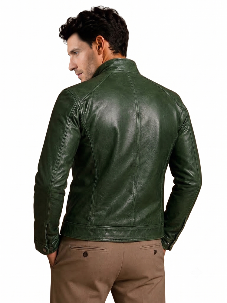 Bumper Green Leather Jacket GGREEN