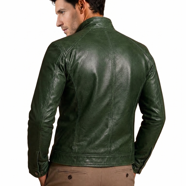 Bumper Green Leather Jacket GGREEN
