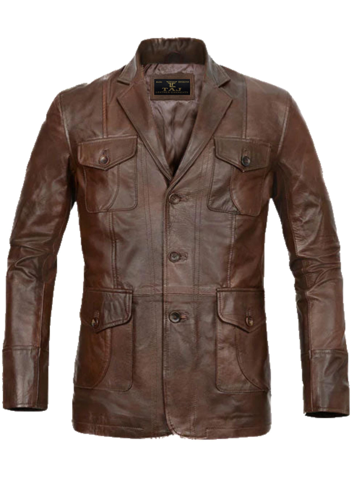 Men's Brown Leather Coat - Premium Quality by Taj Leather