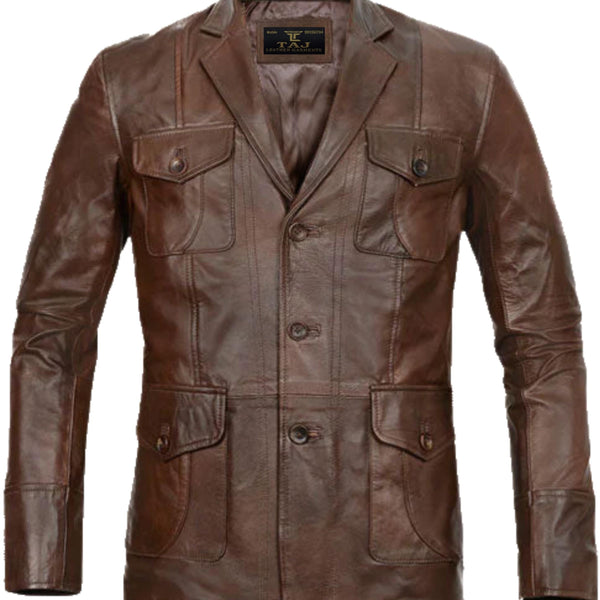 Men's Brown Leather Coat - Premium Quality by Taj Leather