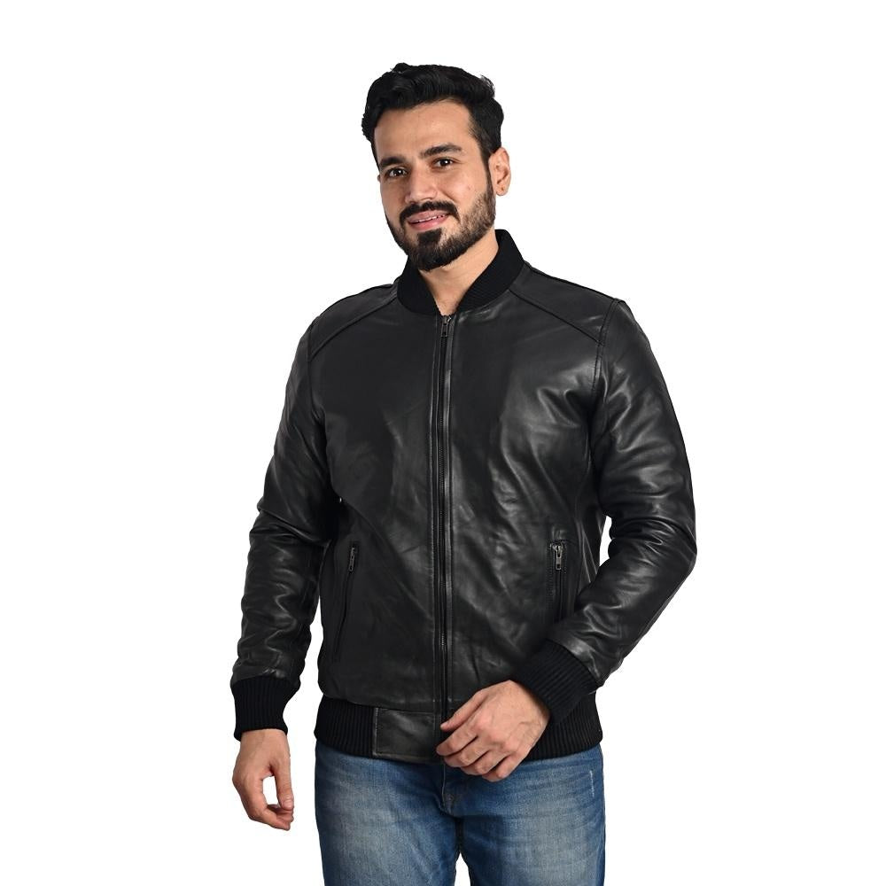 Men's Black 100% Genuine Leather Jacket - Premium Taj Leather