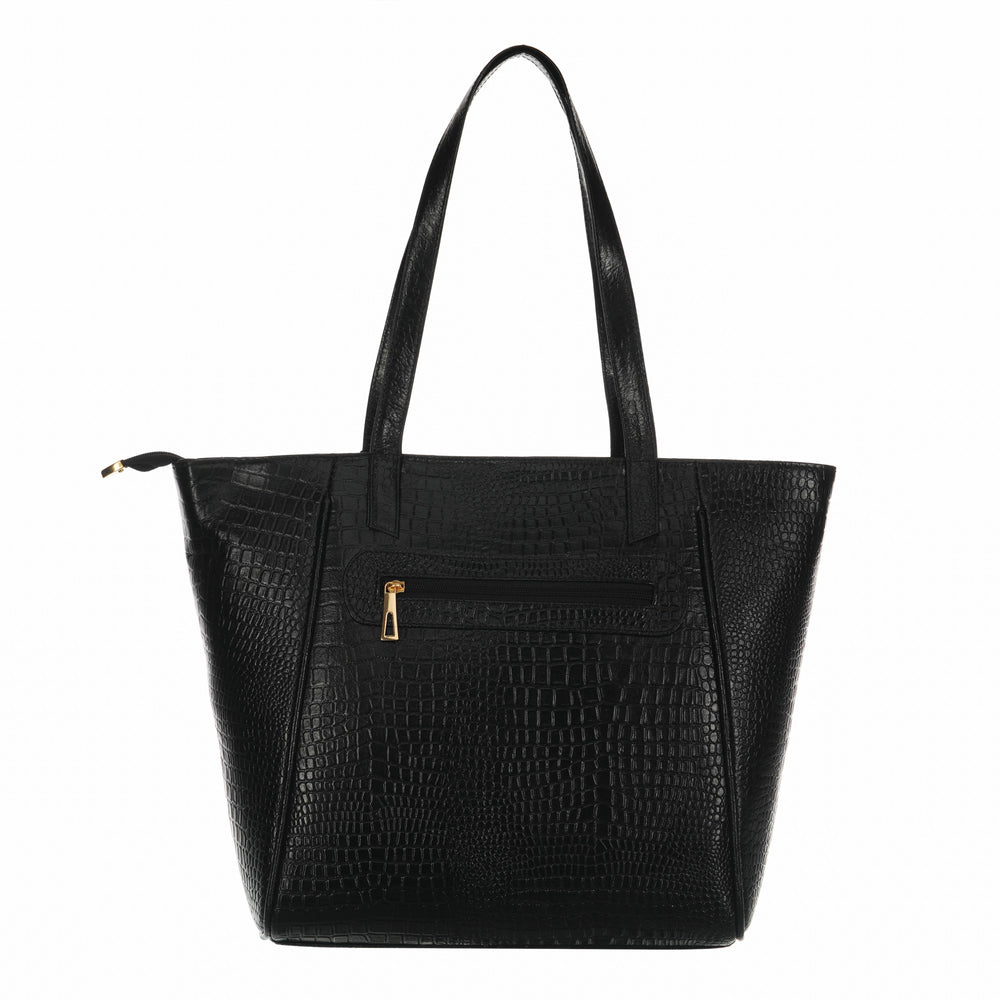 Women's Croco Pattern Shoulder Bag - Stylish and Spacious Bag with Big Compartment