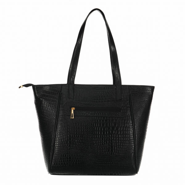 Women's Croco Pattern Shoulder Bag - Stylish and Spacious Bag with Big Compartment