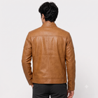 Men’s Classic Tan Biker Cafe Racer Genuine Leather Jacket