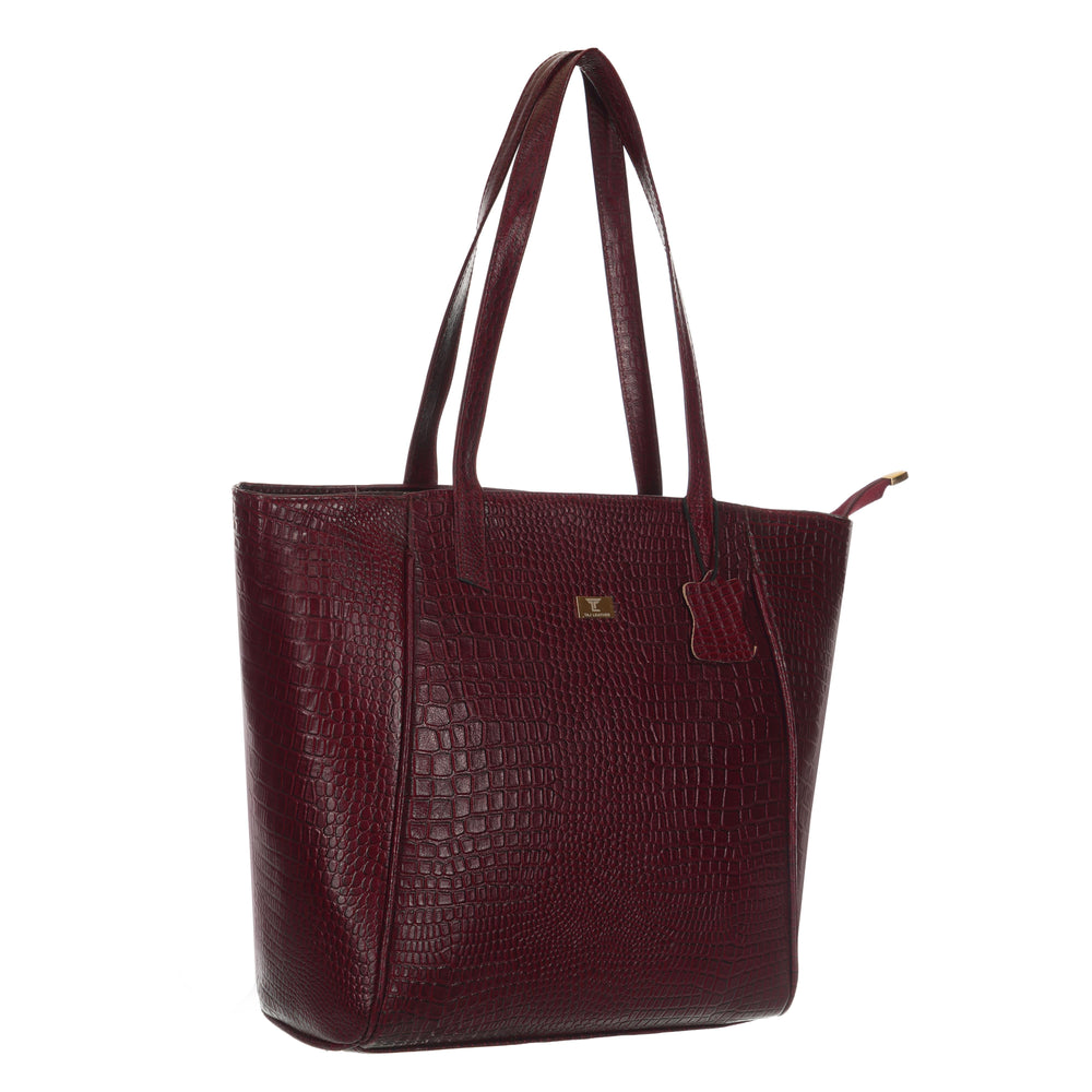 Women's Croco Pattern Shoulder Bag - Stylish and Spacious Bag with Big Compartment