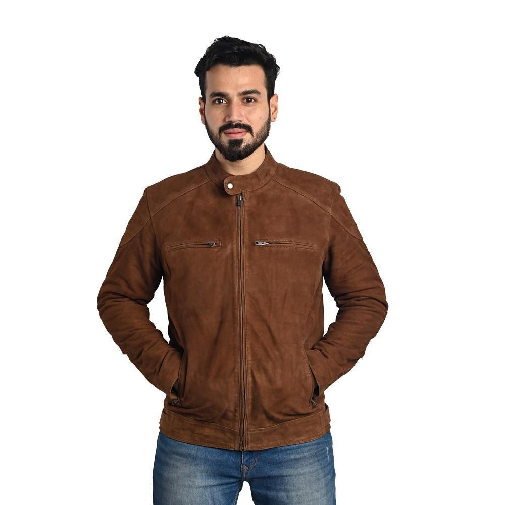 Suede Leather Jacket Tan Brown