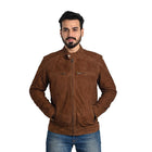 Suede Leather Jacket Tan Brown