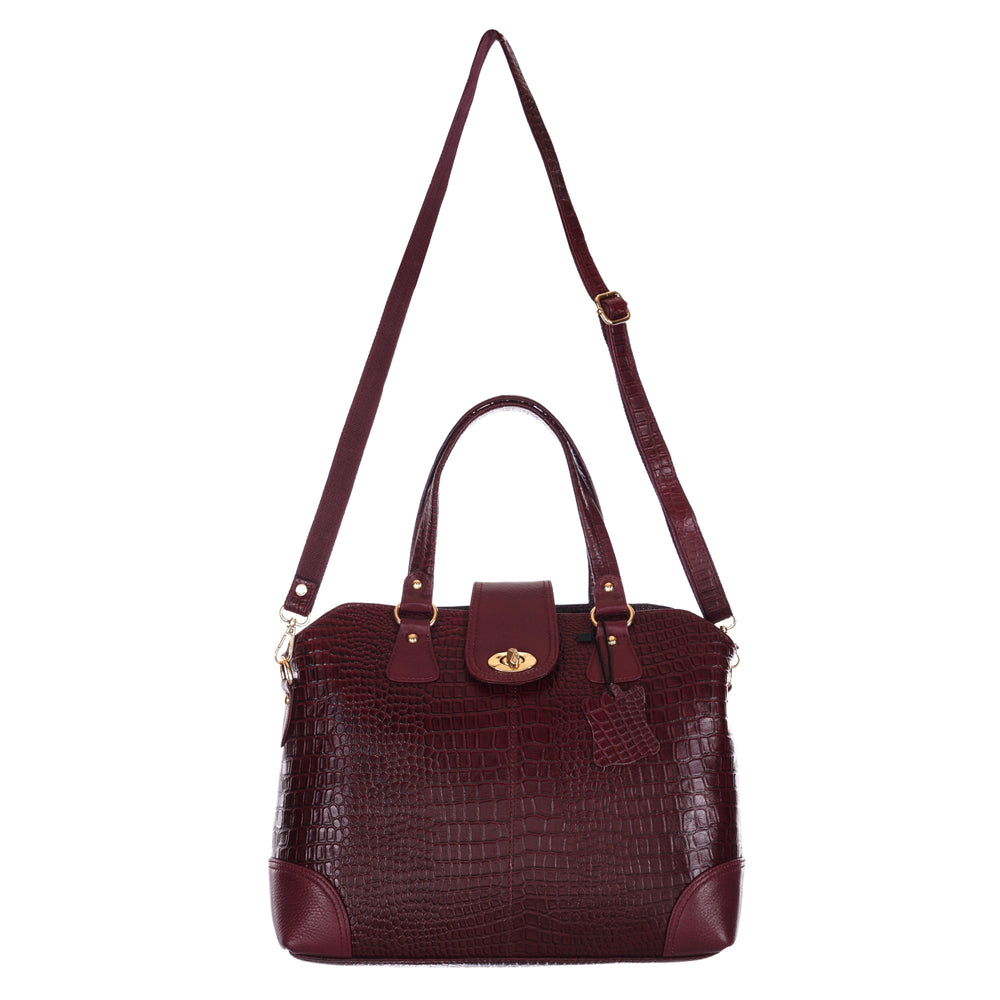Women's Luxury Leather Shoulder Crossbody Handbag - Crocodile Pattern Stylish Bag