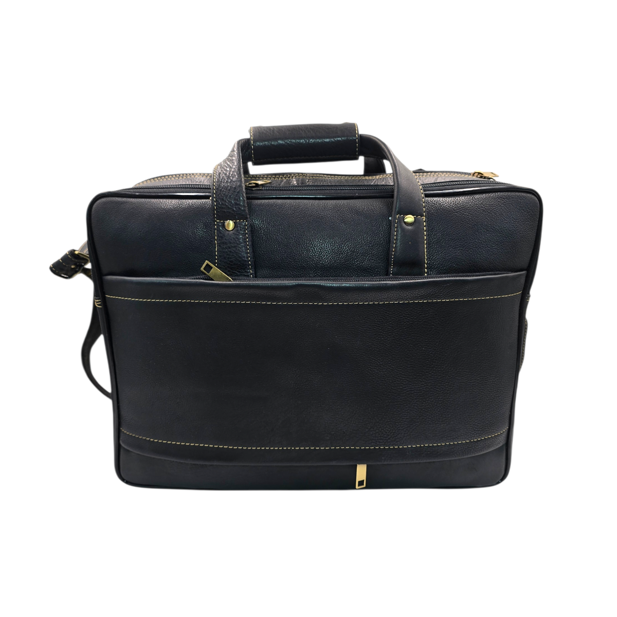 Genuine Leather Double Fold Laptop Bag for Men - Office Bag - Fits Up to 14/15.6/17 Inch.