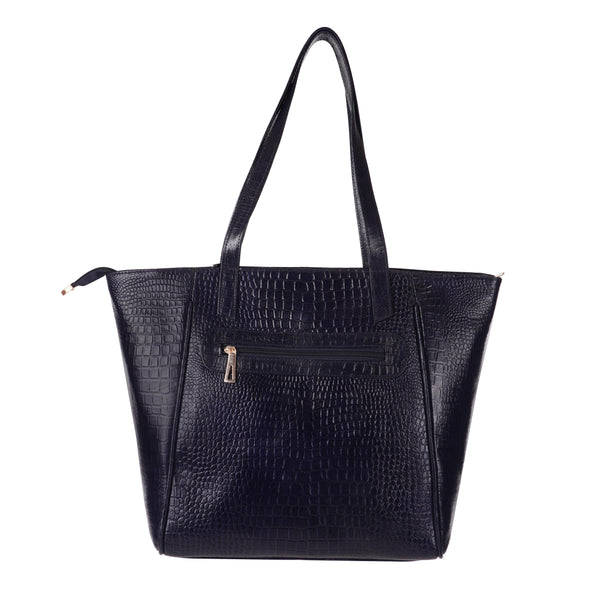 Women's Croco Pattern Shoulder Bag - Stylish and Spacious Bag with Big Compartment