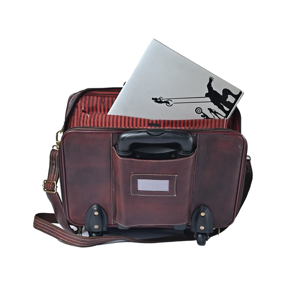 Taj Leather Trolly Suitcase Bag - 100% Leather