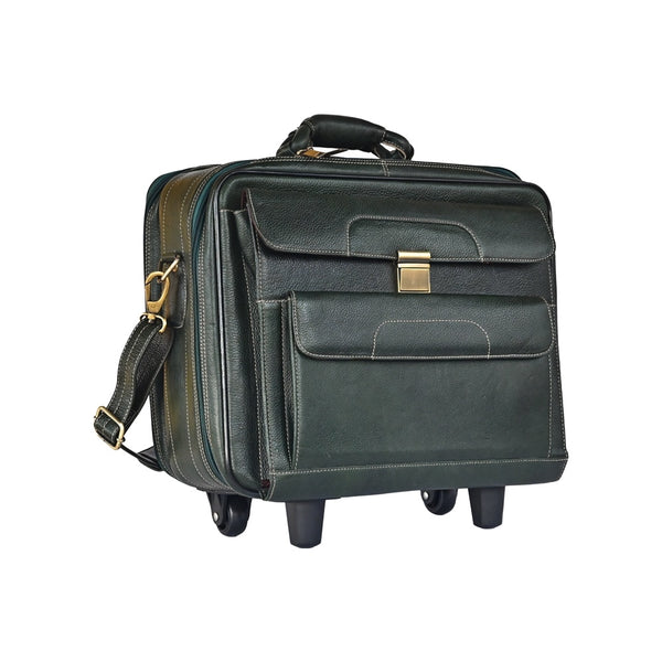 Taj Leather Trolly Suitcase Bag - 100% Leather
