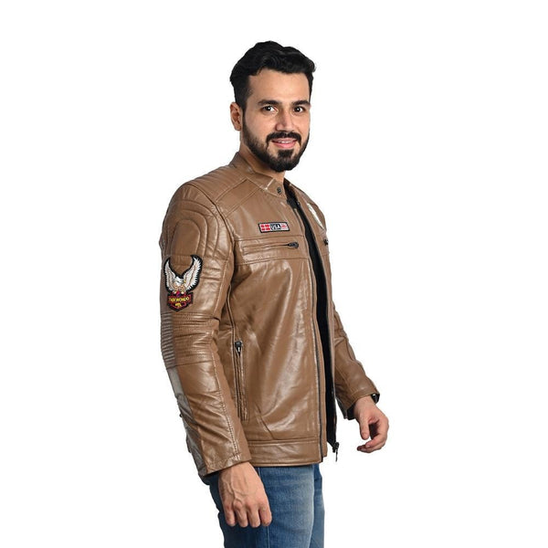 Men Solid Leather Jacket By Taj Leather