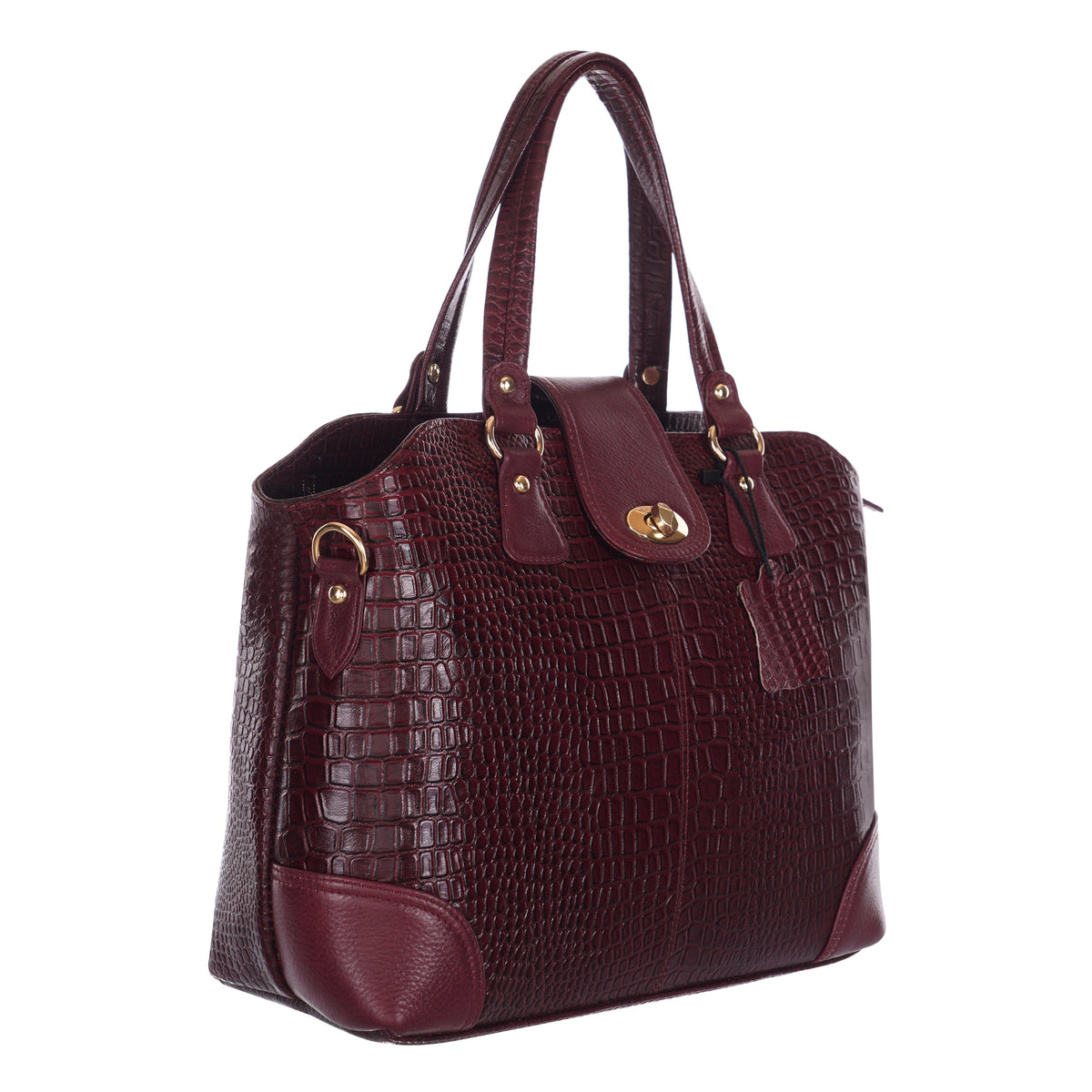 Women's Luxury Leather Shoulder Crossbody Handbag - Crocodile Pattern Stylish Bag