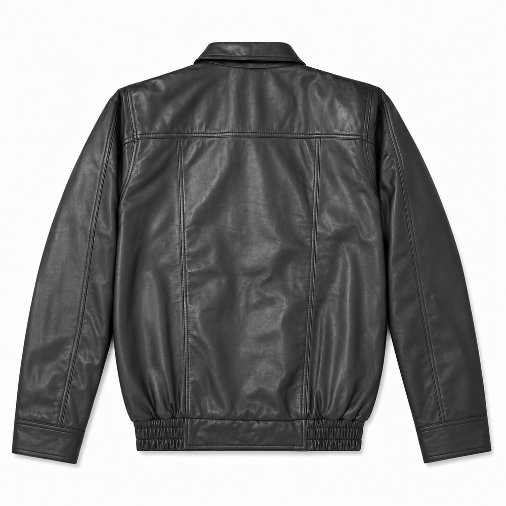 Elastic Leather Jacket - By Taj Leather Pure Black