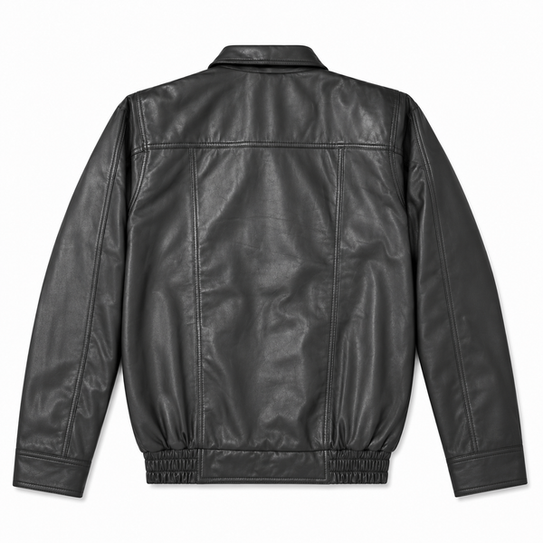 Elastic Leather Jacket - By Taj Leather Pure Black