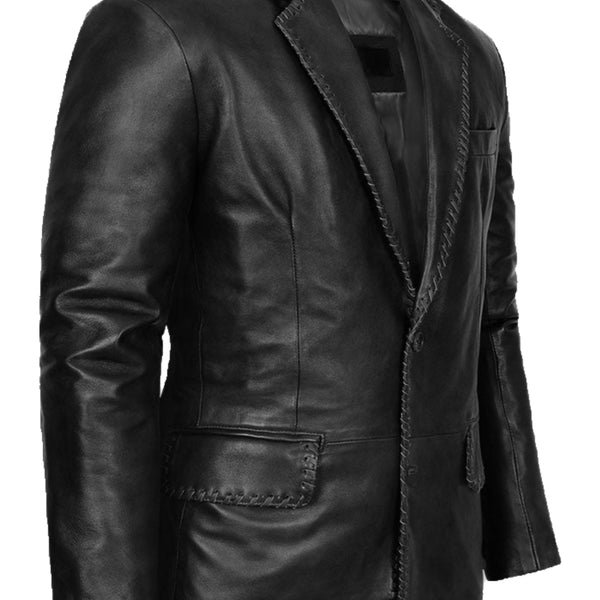 Men's Black Leather Coat - Premium Quality by Taj Leather