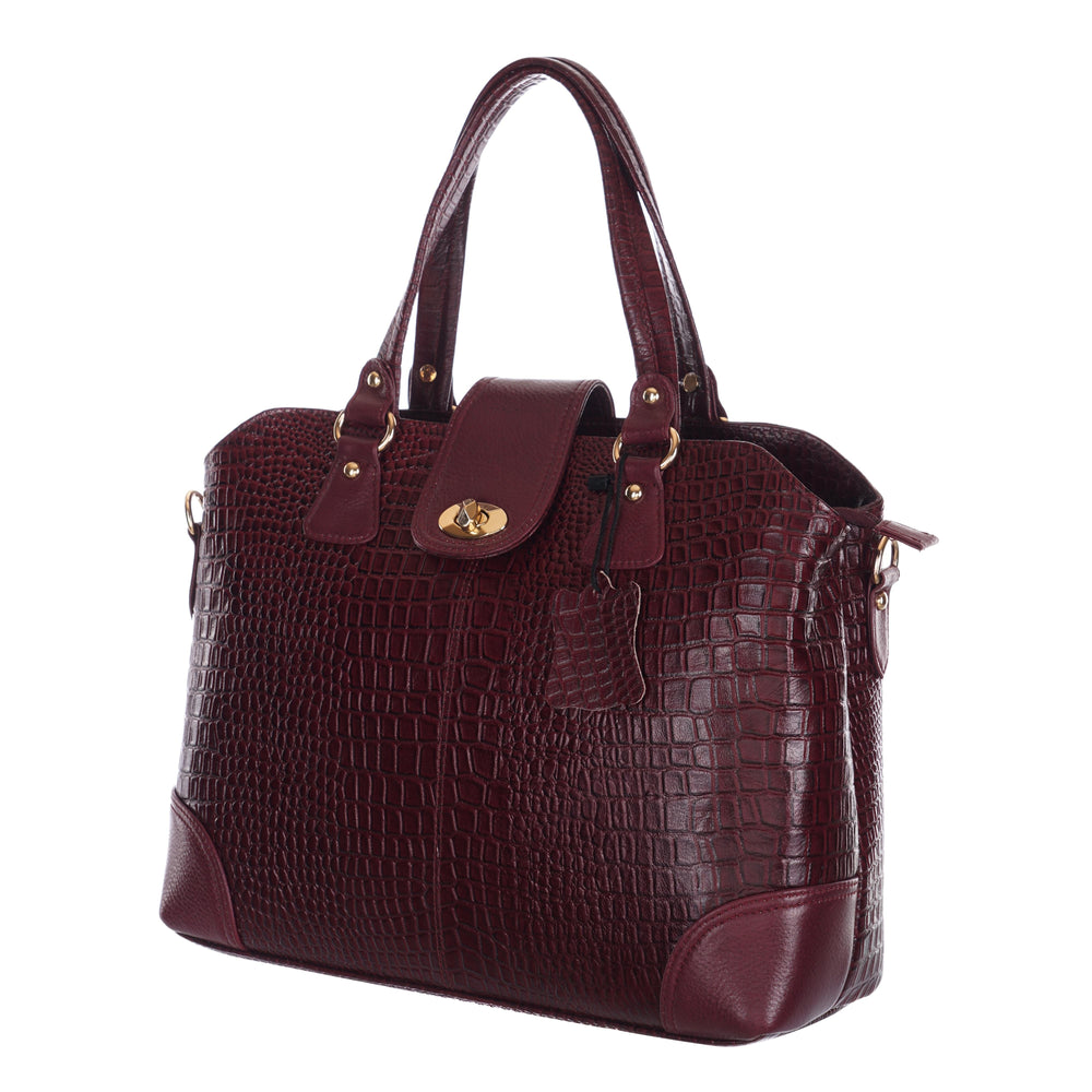 Women's Luxury Leather Shoulder Crossbody Handbag - Crocodile Pattern Stylish Bag
