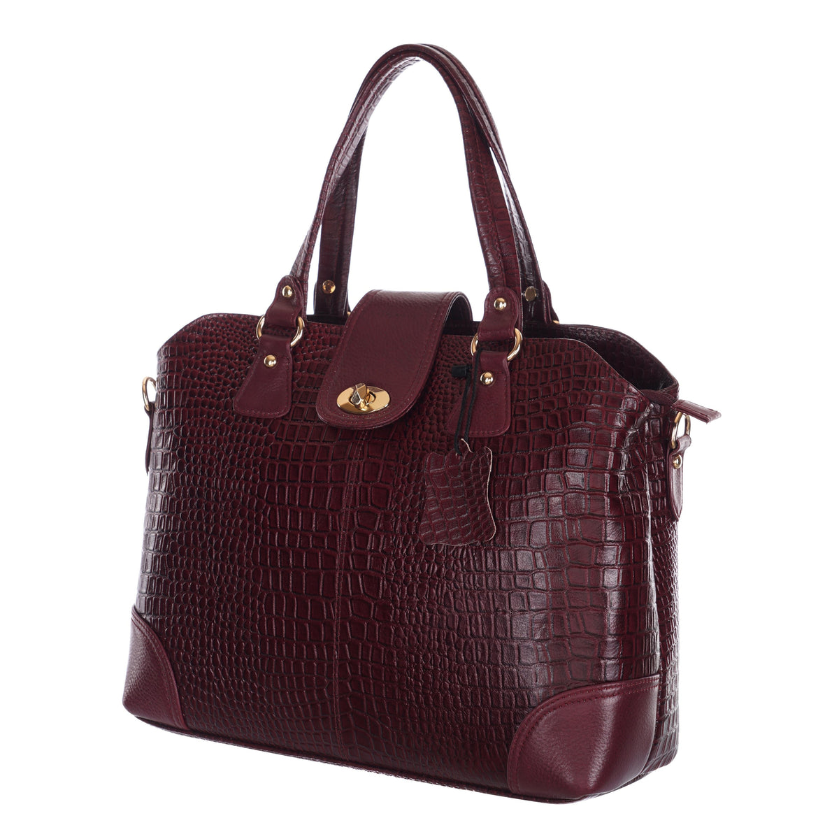Women's Luxury Leather Shoulder Crossbody Handbag - Crocodile Pattern Stylish Bag