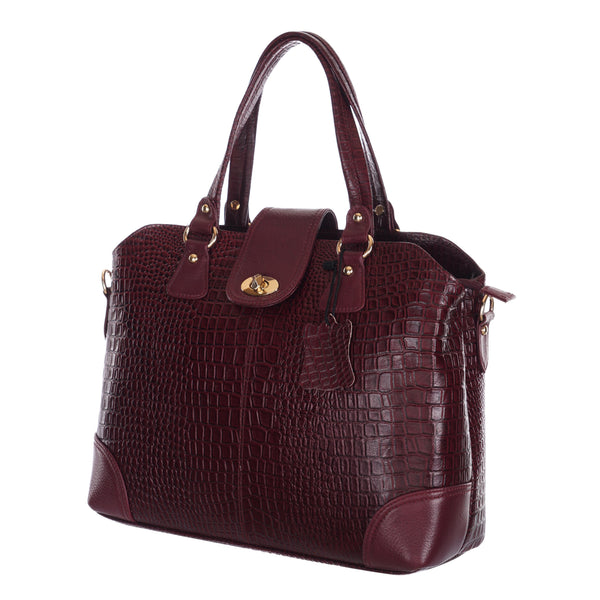 Women's Luxury Leather Shoulder Crossbody Handbag - Crocodile Pattern Stylish Bag