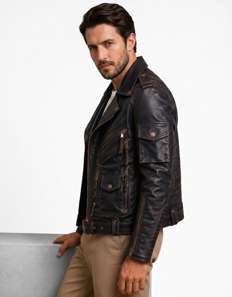 Cobra Biker Leather Jacket black