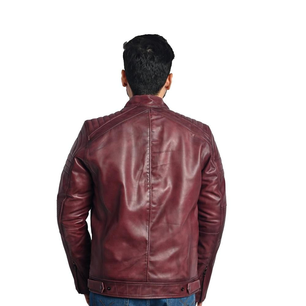Men's Solid Leather Jacket - Stylish and Durable