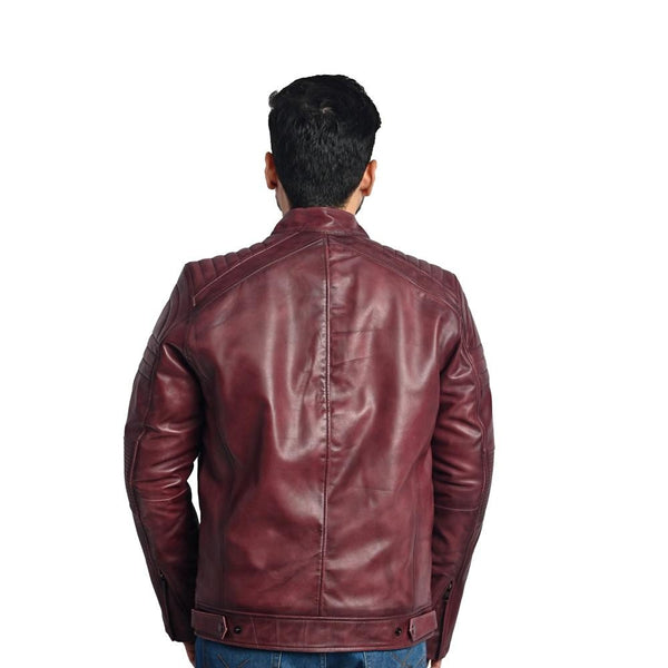 Men's Solid Leather Jacket - Stylish and Durable
