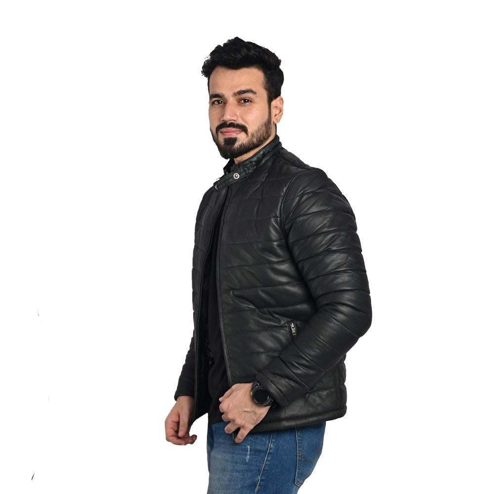 Men's Puffer Leather Jacket – 100% Pure Leather – Handmade Craftsmanship