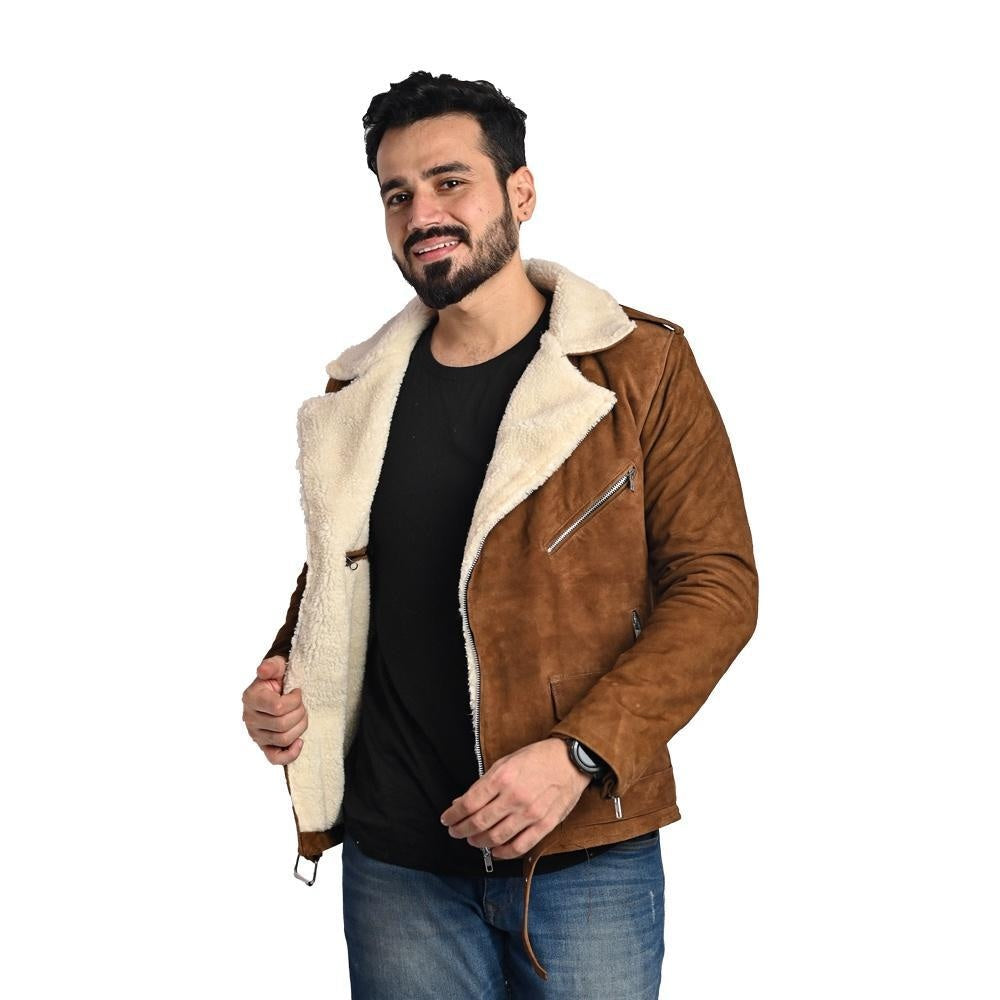 Suede Leather Jacket Tan Brown