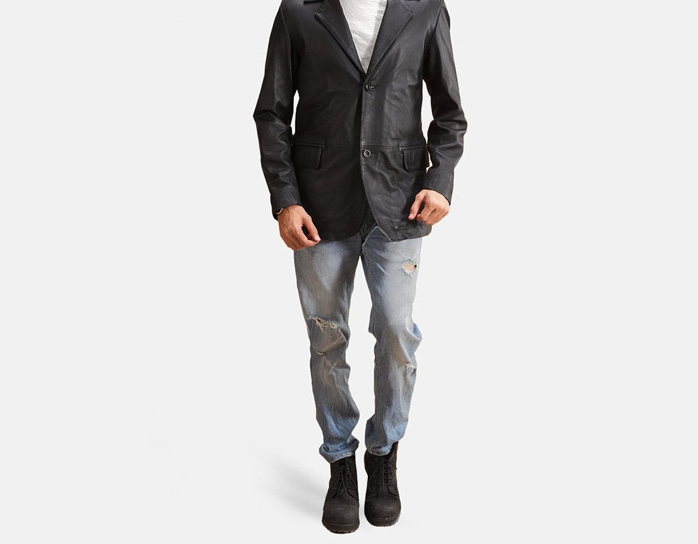 Taj Bespoke Alyson Black Leather Blazer