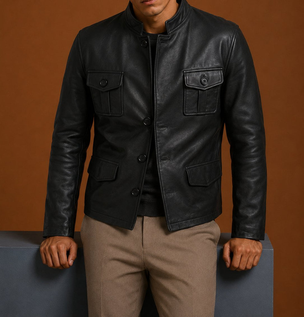 Taj Bespoke Ray Cutler Leather Blazer