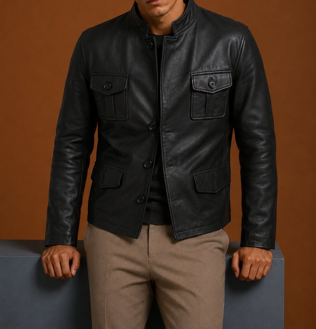 Taj Bespoke Ray Cutler Leather Blazer