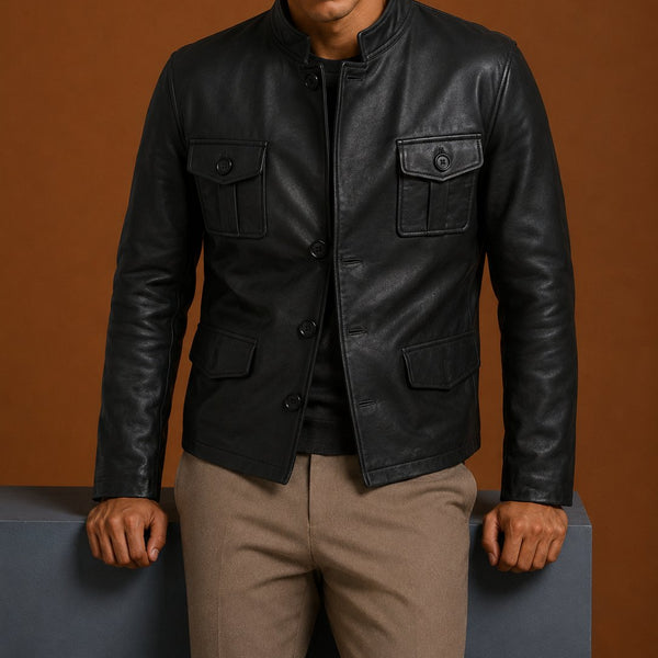 Taj Bespoke Ray Cutler Leather Blazer