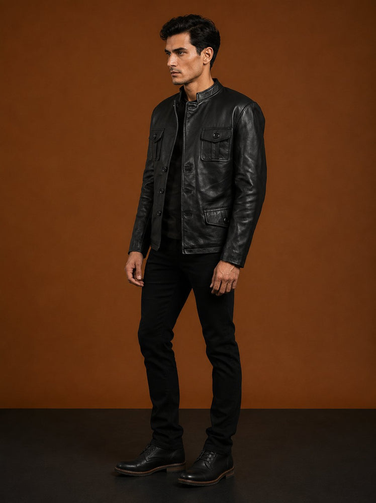 Taj Bespoke Ray Cutler Leather Blazer